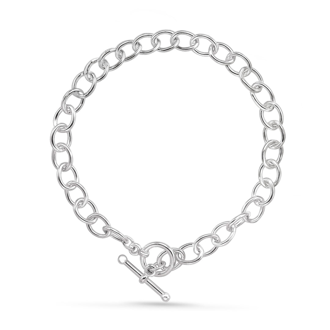 Sterling Silver Charm Bracelet With Toggle Clasp