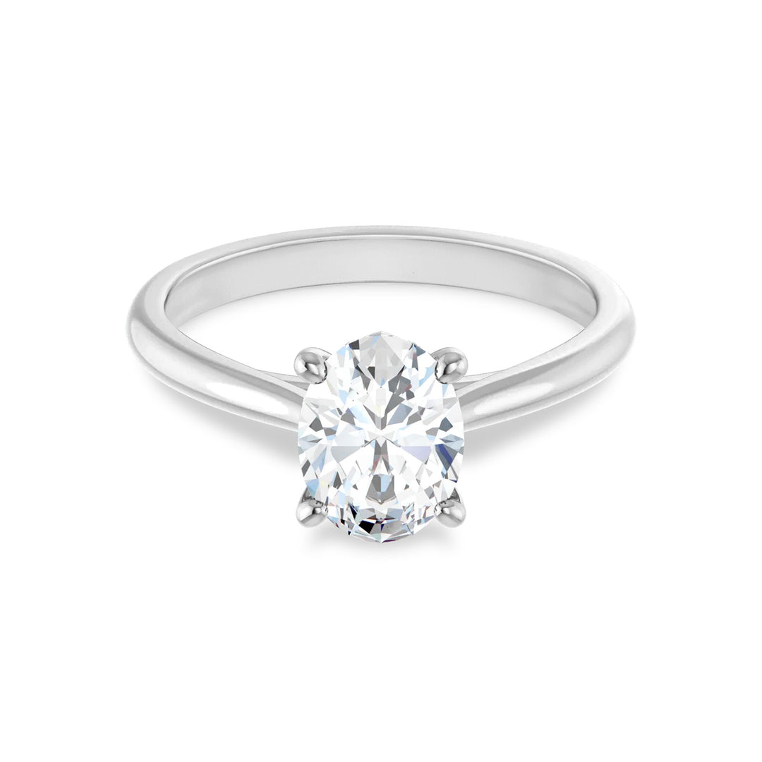 Sterling Silver Oval Solitaire Engagement Ring