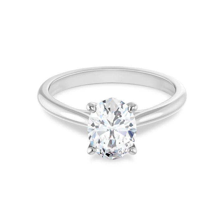 Sterling Silver Oval Solitaire Engagement Ring