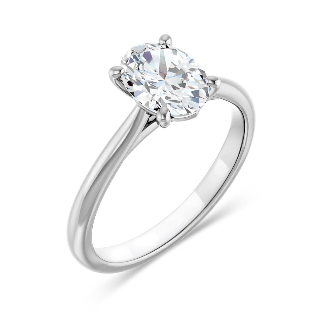Sterling Silver Oval Solitaire Engagement Ring