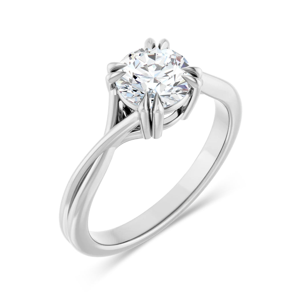 Sterling Silver Round Solitaire Ring with Twist Band (1ct.)
