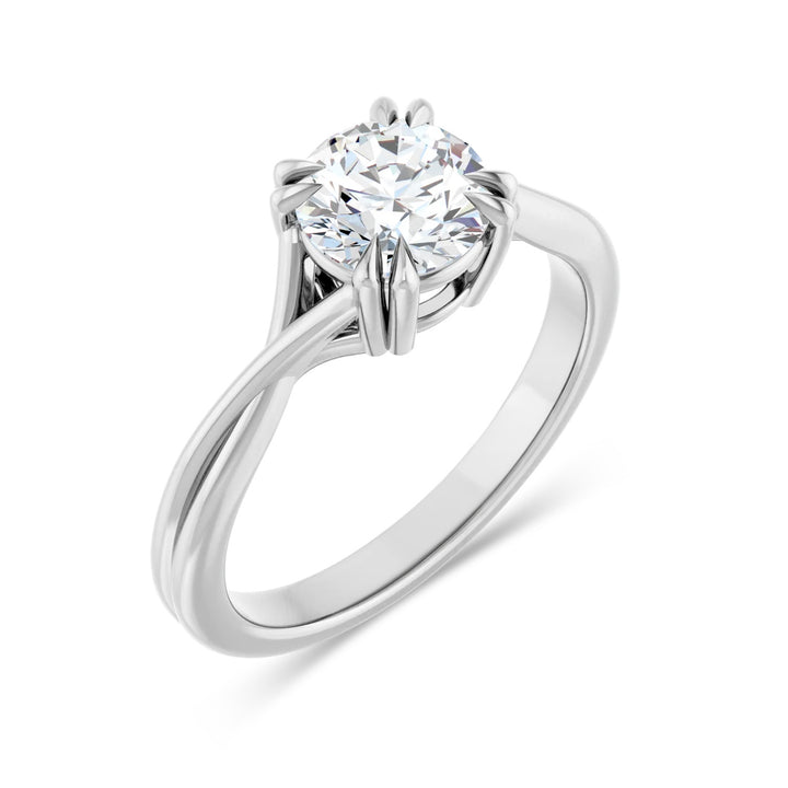 Sterling Silver Round Solitaire Ring with Twist Band (1ct.)