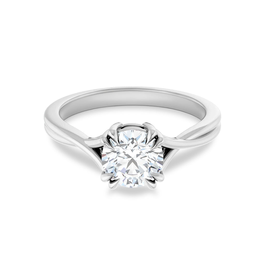Sterling Silver Round Solitaire Ring with Twist Band (1ct.)