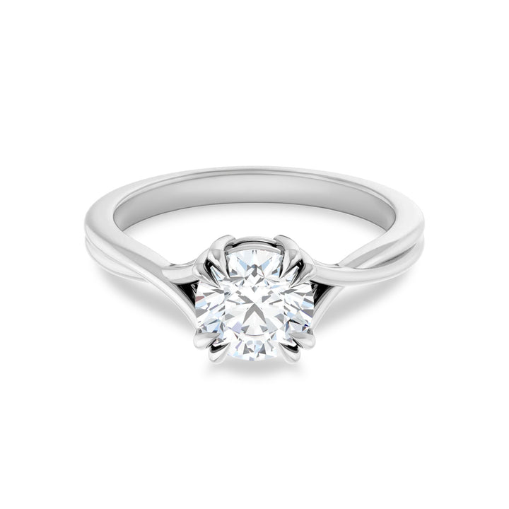 Sterling Silver Round Solitaire Ring with Twist Band (1ct.)