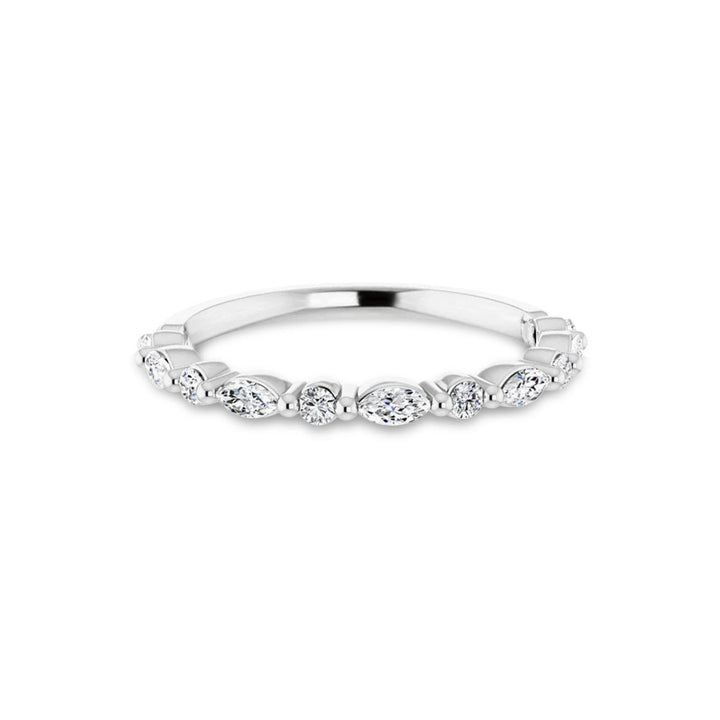 Sterling Silver Diamond Marquis and Round Band (3/8 TCW)