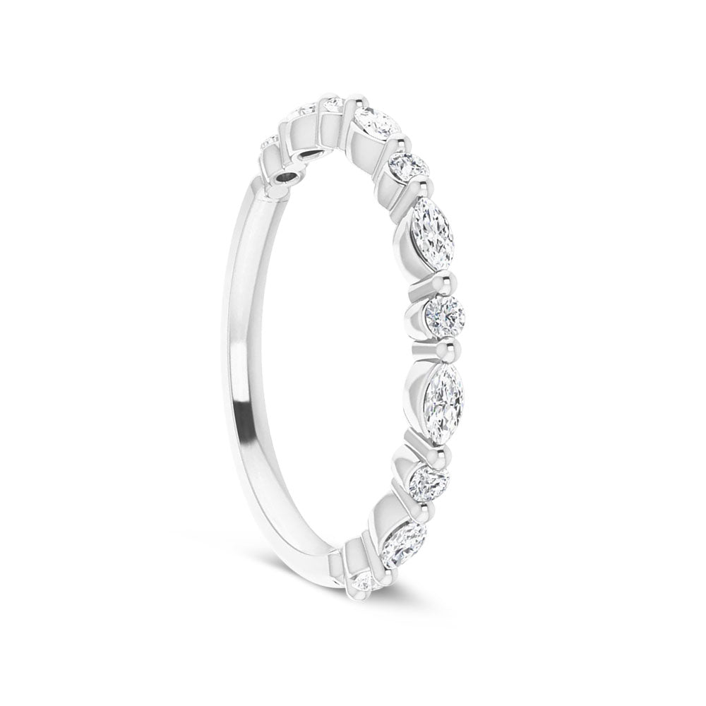 Sterling Silver Diamond Marquis and Round Band (3/8 TCW)