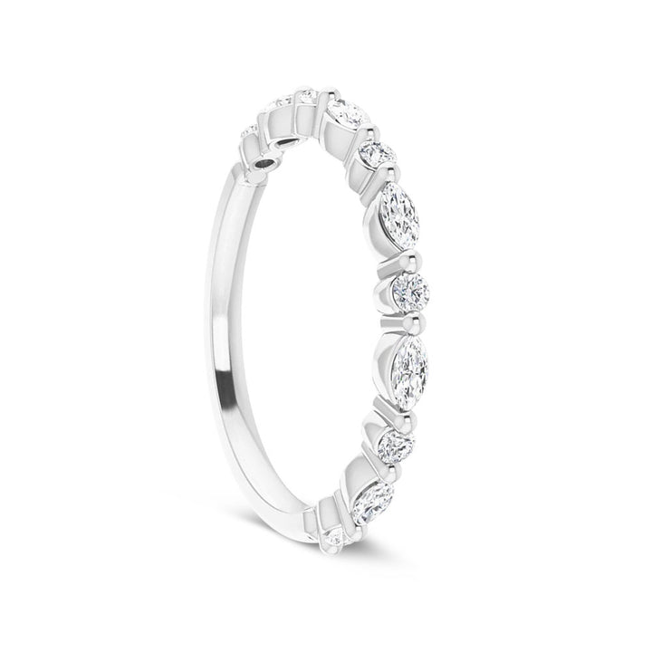 Sterling Silver Diamond Marquis and Round Band (3/8 TCW)