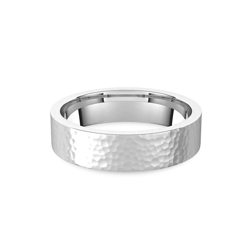 Flat Band with Satin Hammer Finish in Sterling Silver