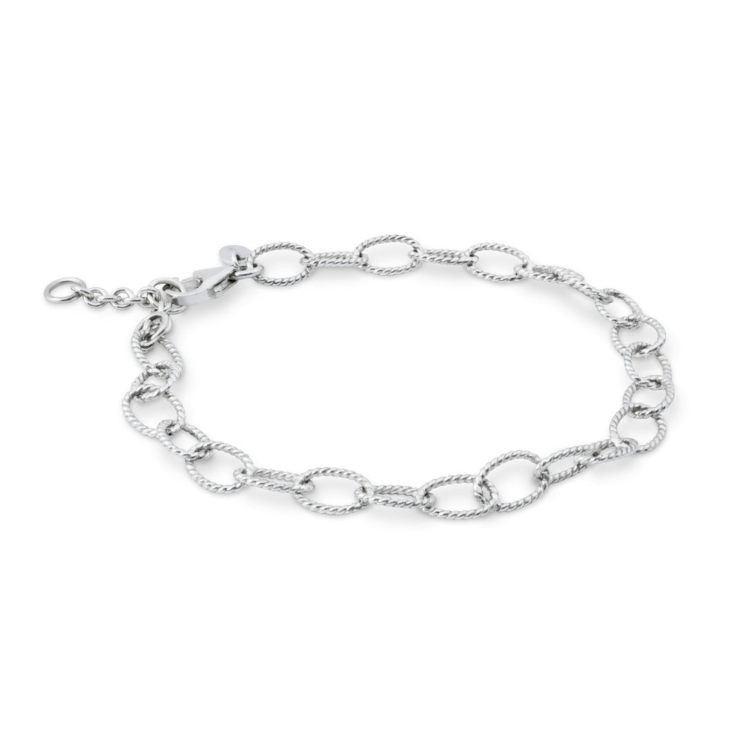 Sterling Silver Textured Cable Chain Bracelet - 6mm