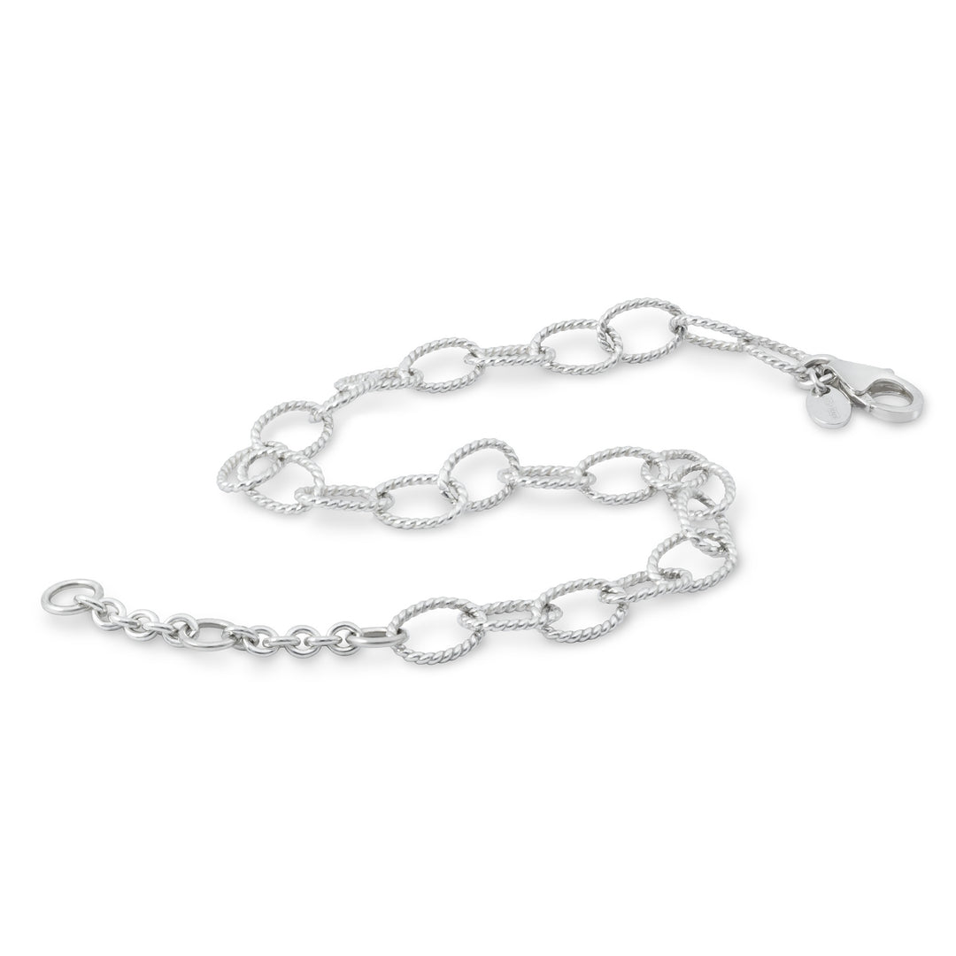 Sterling Silver Textured Cable Chain Bracelet - 6mm
