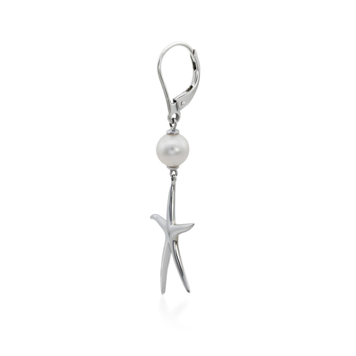 Sterling Silver Starfish Pearl Drop Earrings