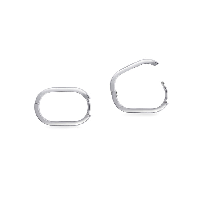 Sterling Silver Elongated Oval Huggie Earrings
