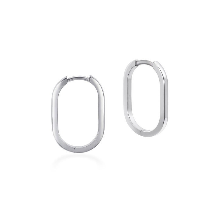 Sterling Silver Elongated Oval Huggie Earrings