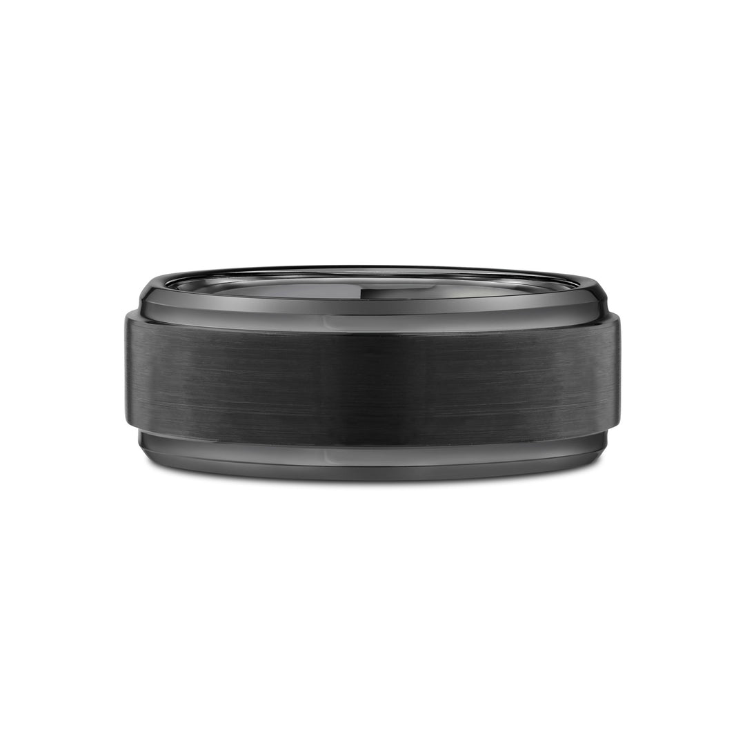 Satin Black Tungsten Ring with Polished Rounded Edge