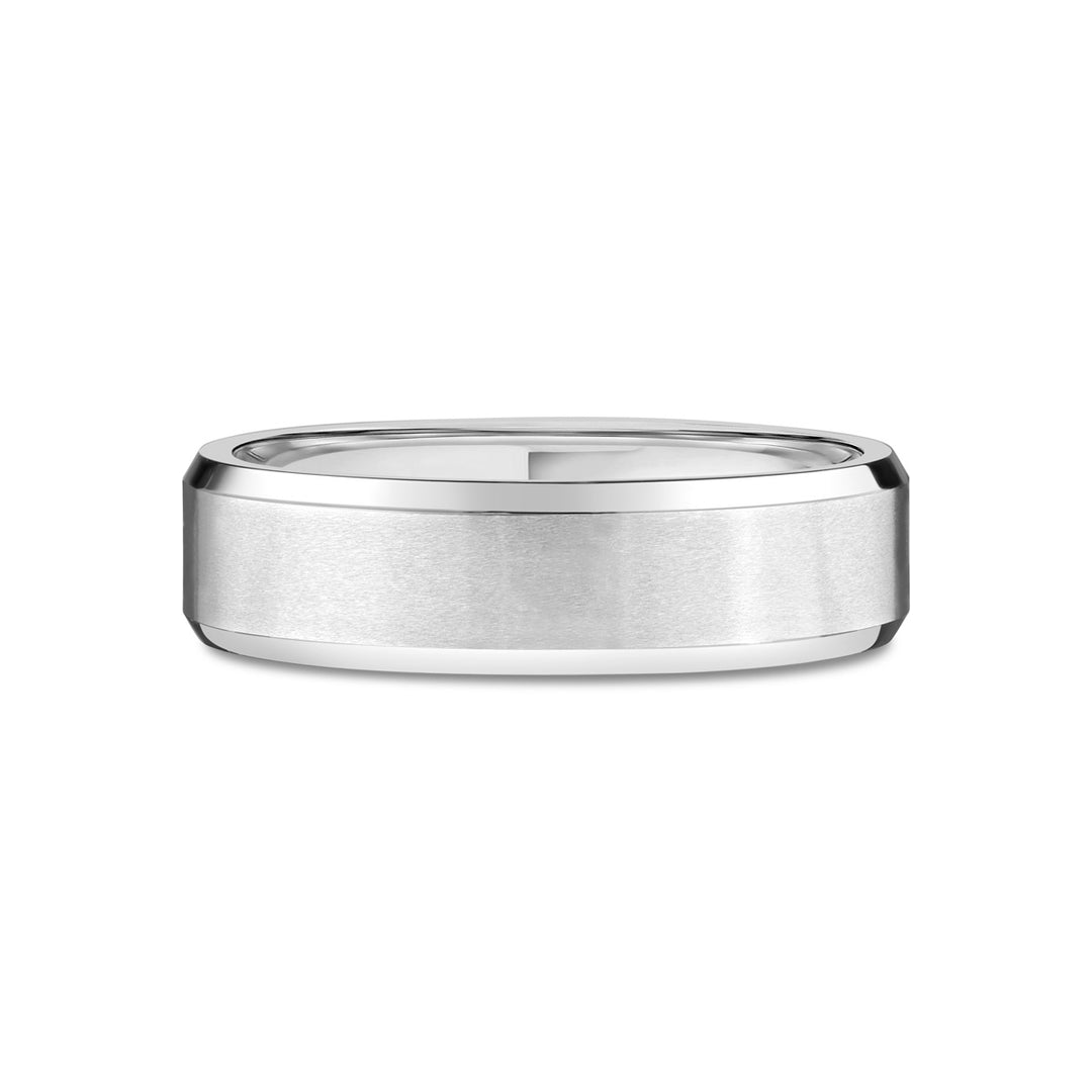 Tungsten Ring with Satin Finish and Polished Beveled Edge