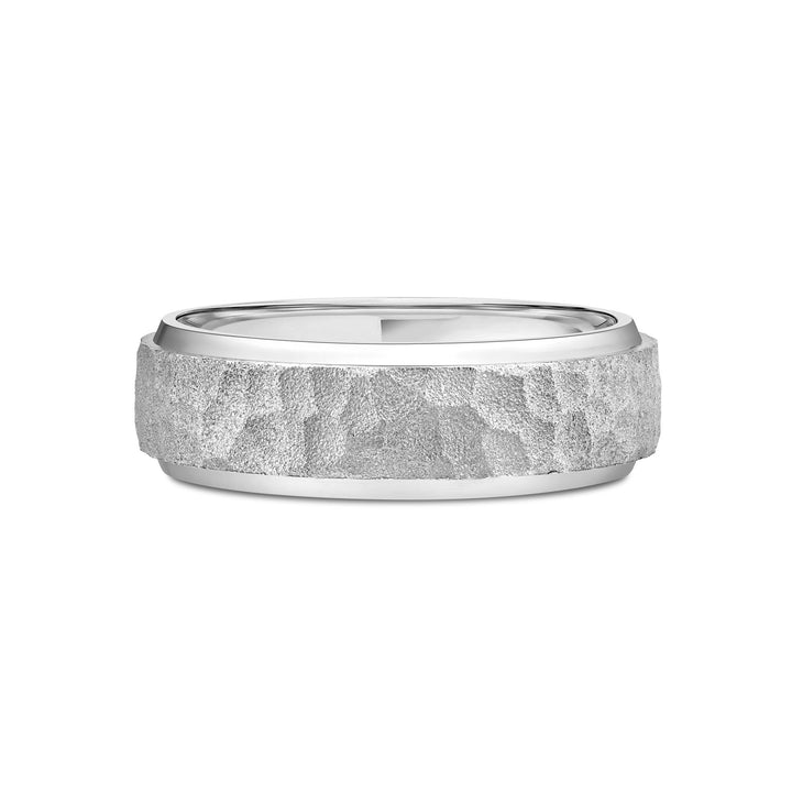 Titanium Ring with Hammered Finish and Beveled Edge