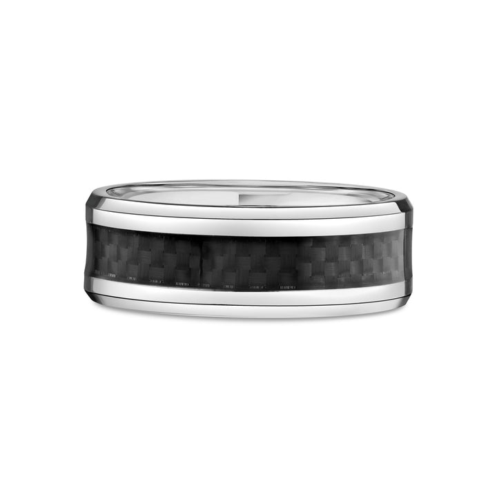 Tungsten Ring with Black Carbon Fiber Inlay