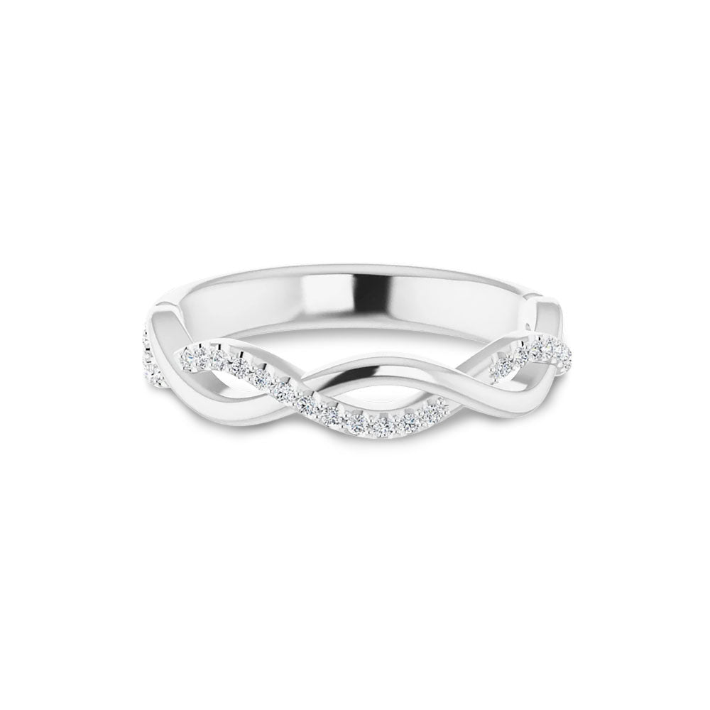 Infinity Twist Moissanite Band in Sterling Silver
