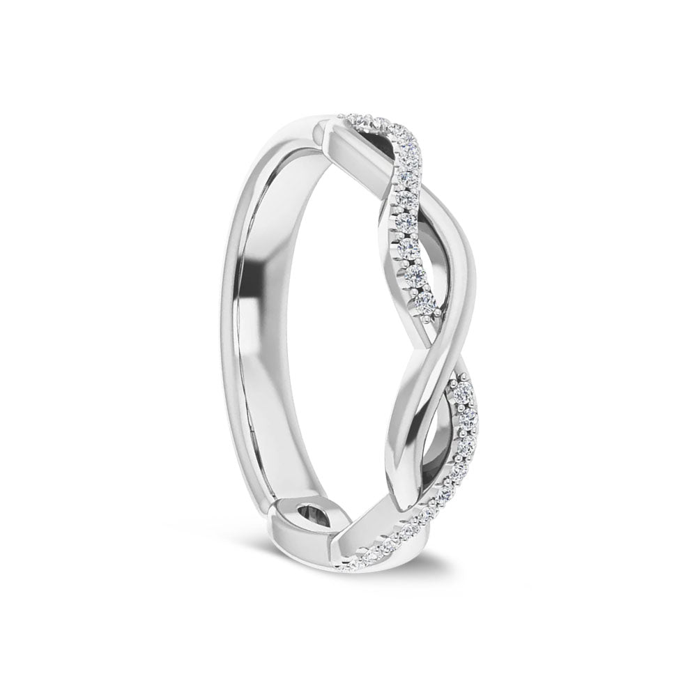 Infinity Twist Moissanite Band in Sterling Silver