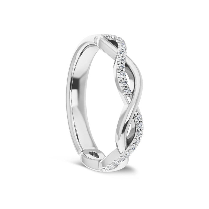 Infinity Twist Moissanite Band in Sterling Silver