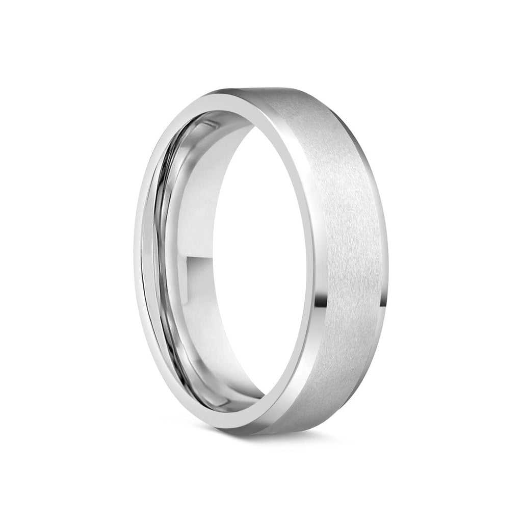 Liam & Avery Tungsten Carbide Rings Tungsten Ring with Satin Finish and Polished Beveled Edge