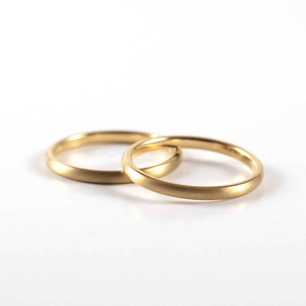 Tungsten Carbide Ring - Yellow Gold Band - 2mm